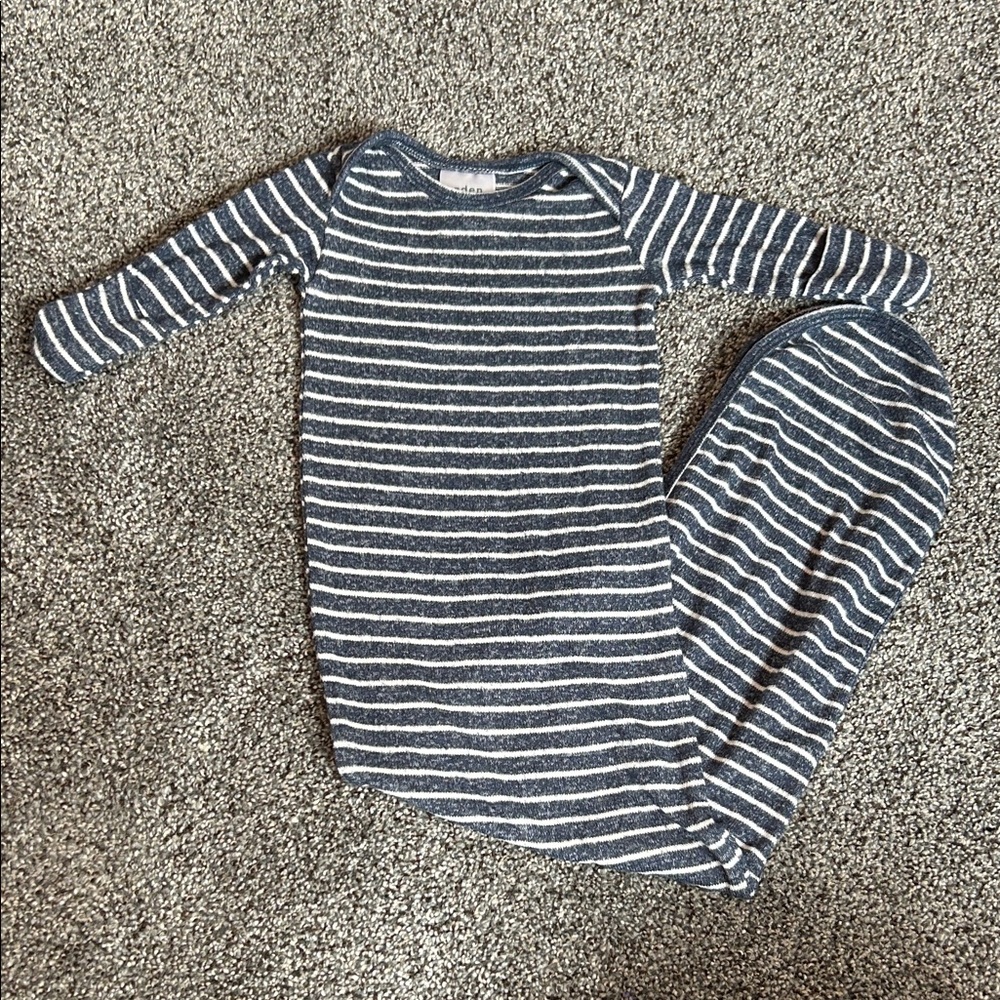 aden + anais Navy and White Striped Kids Long Sleeve Gown
